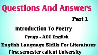 Questions And Answers of Introduction to poetry by Billy Collins Fyugp AEC English for Literatures [upl. by Maharg]