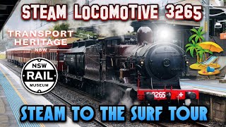 Steam Locomotive 3265  Steam to the Surf  Jannali Station 30th June 2024 [upl. by Ecirtel]