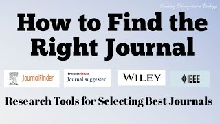 How to Find the Right Journals Journal Suggester ELSEVIER Springer WILEY IEEE 4 Research Tools [upl. by Arvid]