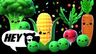 Hey Bear Sensory  Funky Veggies Dance Party  Fun Video with Music New Video [upl. by Remot181]