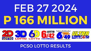 Lotto Result February 27 2024 9pm PCSO [upl. by Patric]