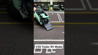 132 Green amp White Trailer RV Model Toy Pickup Truck Diecast Metal with Sound Light amp Pull Back [upl. by Ryun]