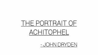 The Portrait of Achitophel  John Dryden  LITERATURES OF THE ENGLISH REVOLUTIONENLIGHTENMENT [upl. by Anaujik]