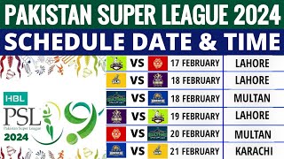 Pakistan Super League 2024 Schedule  PSL 2024 Schedule  PSL 2024 Schedule Time Table [upl. by Teyugn]