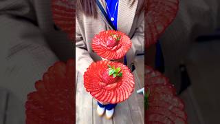 A greengrocers serious strawberry flower crepe japan food shorts love world japanesefood [upl. by Eiramave]