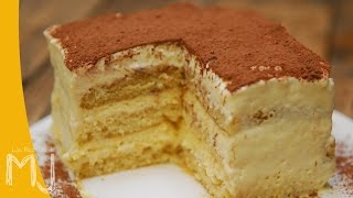 TIRAMISÚ FÁCIL Y RÁPIDO  Con bizcocho genovés y amaretto [upl. by Schwejda]