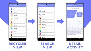 RecyclerView with SearchView and Detailed Activity in Android Studio using Kotlin  Source Code [upl. by Mendoza531]