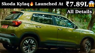 Skoda Kylaq🔥 Launched  Detailed Video With All Features  Interior Exterior With Price [upl. by Severin]