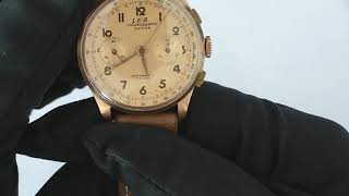 Vintage LEA 18k gold chronograph men’s watch Landeron 48 1960s [upl. by Anicul]