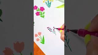 3 easy flower painting ideas part 2 art satisfying painting [upl. by Murton]