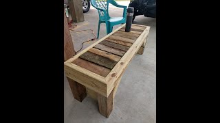 Scrap wood table or bench build Recycle that trash [upl. by Enomed92]