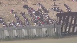 Border Update 11AM  Migrants gather at the border ahead of Title 42 expiring [upl. by Yzus251]