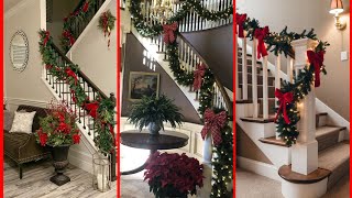 Modren Christmas stairs Decoration ideas easypaperart decoration garden [upl. by Inaluahek]