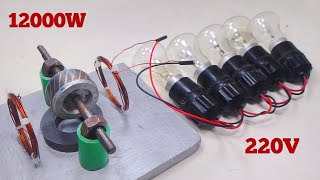 How to make free electricity 12000W 220V Generator Permanent Magnet Copper Coil Free Energy 100 [upl. by Ddarb137]