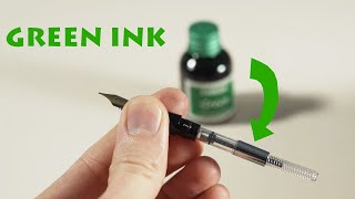 Green calligraphy Ink inside the Wordsworth amp Black Fountain Pen with Medium Nib from amazon [upl. by Eiramik]