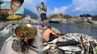 Fishing in Nepal 🇳🇵 Catching Cooking and Eating  Fish Curry Recipe fishinginnepal fishing vlog [upl. by Wells]