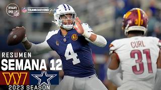 Washington Commanders vs Dallas Cowboys  Semana 12 NFL 2023  NFL Highlights Resumen en español [upl. by Llenol]