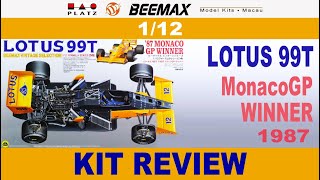 KIT REVIEW【BEEMAX】112 LOTUS 99T 1987 MonacoGP WINNER [upl. by Annauqal]