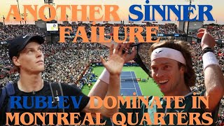 Sinner’s Struggles Continue Rublev Dominates in Montreal Quarters [upl. by Eanerb]