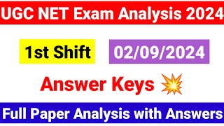 UGC NET 2 Sep 1st Shift Exam Analysis 2024  2 September UGC NET 2024 paper analysis UGC NET MENTOR [upl. by Gillian622]