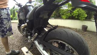 YAMAHA MT03 no exhaust with flames [upl. by Corbie69]