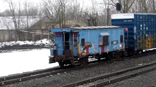 Two southbound Norfolk Southern trains  a CSX Local with Caboose Marion Ohio [upl. by Gnni]