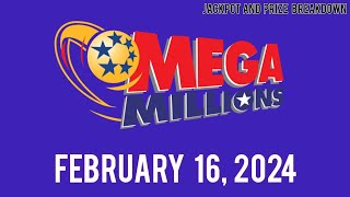 Mega Millions drawing for Friday February 16 2024 [upl. by Crain517]