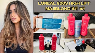 Loreal 900s hair colour क़ैसे करे  Majirel highlift full practical  ultra light blond prilightning [upl. by Astra]