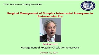 Management of posterior circulation aneurysms Sabino Luzzi [upl. by Nichola654]