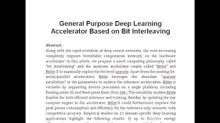 General Purpose Deep Learning Accelerator Based on Bit Interleaving [upl. by Rohn]