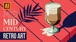 HOW TO DRAW A MIDCENTURY RETRO ART ILLUSTRATION  ADOBE ILLUSTRATOR TUTORIAL [upl. by Shaff]