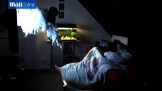 Boyfriends terrifying wake up prank on girlfriend using giant puppet [upl. by Ahsiner]