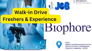 Freshers amp Experience  Walkin Drive Biophore India Pharmaceutical Pvt Ltd  Multiple Positions [upl. by Rosabel45]