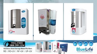 BlueLife® Water Purifiers  StainlessSteel Tank  Pure and Hygienic Water  Tollfree 18005991234 [upl. by Eleik]