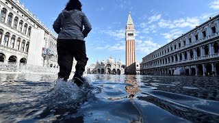 Watch Nearly threequarters of Venice underwater after another high tide [upl. by Atnim]