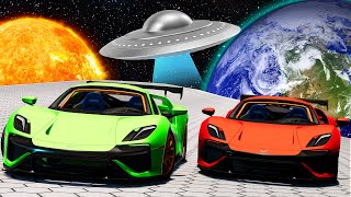 Racing Supercars on a DANGEROUS Futuristic Space Track in BeamNG Drive Mods [upl. by Ttreve]