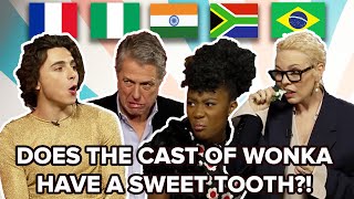 The Cast Of Wonka Try Sweets from Around The World [upl. by Meid857]