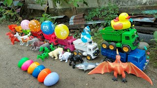 WadidawKompilasi Mobil Truk Oleng Angkut Dinosaur Godzila Megalodon Gorila Bebek Angsa Gajah Sapi [upl. by Enened]