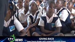 CTV NEWS  Levern Spencer Donates Sports Apparel to Babonneau Primary [upl. by Niamart]