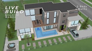 Sims Freeplay 3 Story Modern Mansion  Hillside Manor Live Build 🛠️ [upl. by Esinart]