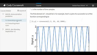 DSP Lecture 1a Matlab for DSP introduction to Cody Coursework [upl. by Anaeirb]