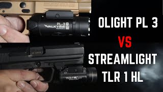 Streamlight TLR 1 HL VS Olight PL 3  Low Light Reviews [upl. by Ahtenak]