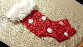 How to Embroider on a Christmas Stocking  Christmas Ornament Video Tutorial Step by Step Beginners [upl. by Arej]