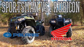 Polaris Sportsman v Honda Foreman Rubicon Raw Comparison [upl. by Devaney]