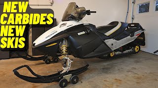 Installing New Skis and Carbides on my SkiDoo Snowmobile [upl. by Nodle815]