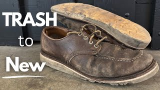 Red Wing Moc Oxford Shoe Restoration  Total Shoe Makeover [upl. by Marou]