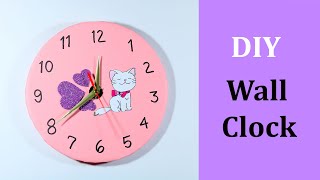 How to Make Wall Clock  DIY Cute Wall Clock at Home  Handmade Clock Craft Idea [upl. by Einhpad]