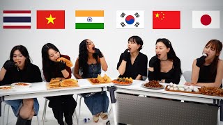 Asian Try 6 Street Food from Each Countries KoreaIndiaChinaJapanVietnamThailnad ASMR MUKBANG [upl. by Humph867]