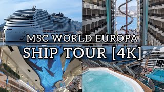 MSC World Europa  Ship Tour amp Secret Speakeasy Bar  April 2024  4K [upl. by Ednalrim]