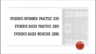 EvidenceInformed Practice EvidenceBased Practice EvidenceBased Medicine [upl. by Atnwahs]